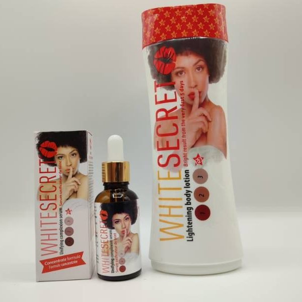 Mini Gamme White Secret | Lait Éclaircissant 500ml & Sérum Unificateur | Teint Uniforme