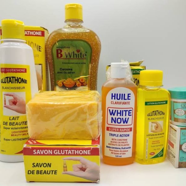 Gamme Complète Glutathione Très Éclaircissante – Lait Corporel + Savon + Sérum + Crème Visage – Action Intensive