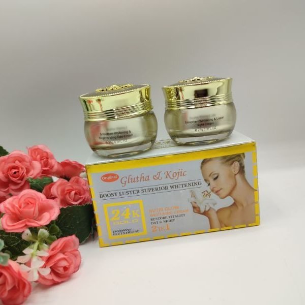 Crème Visage Gluta Kojic Collagène 24K | Éclat Intense | Résultat 5 Jours