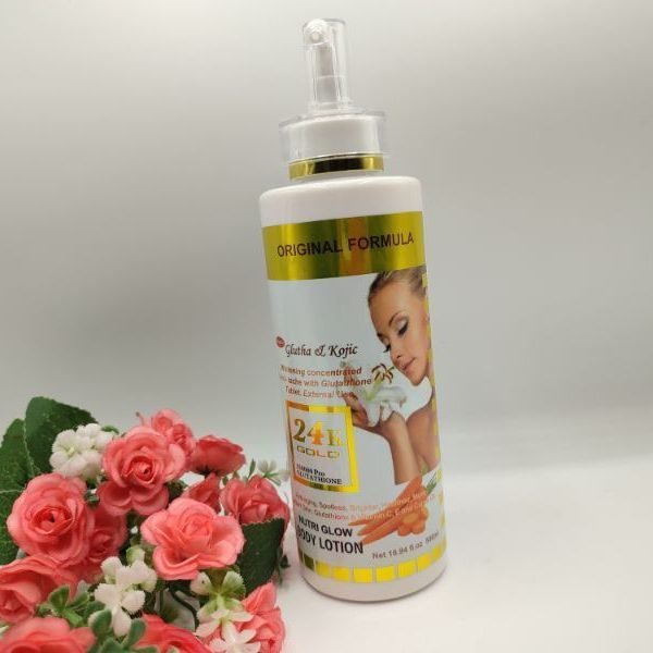 Lait Corporel 24K Gluta Kojic – Éclaircissant, Anti-Taches & Anti-Quinto – 500ml