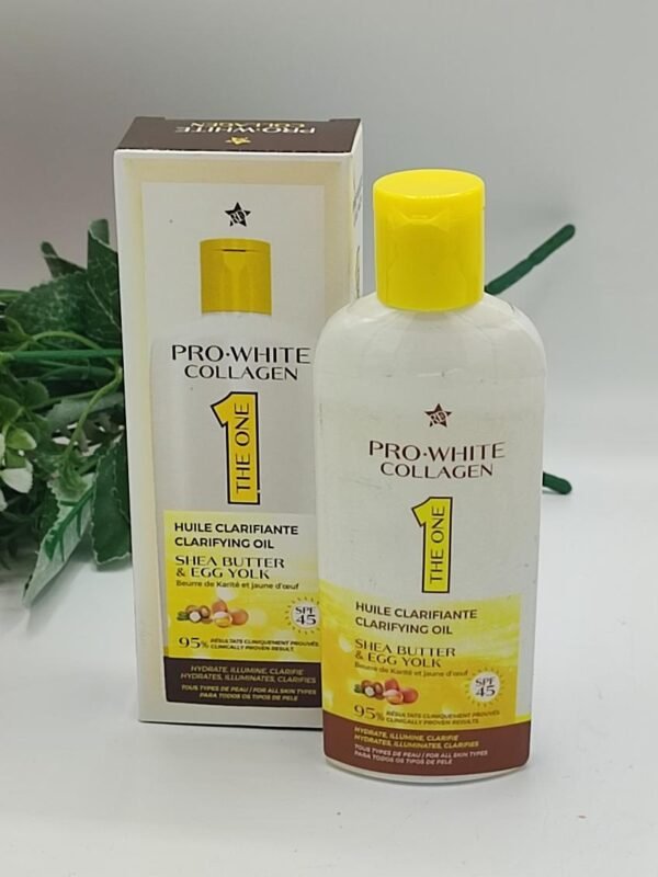 Huile Clarifiante PRO-WHITE COLLAGEN – Anti-Taches au Beurre de Karité & Jaune d’Œuf | Éclat & Nutrition Intense