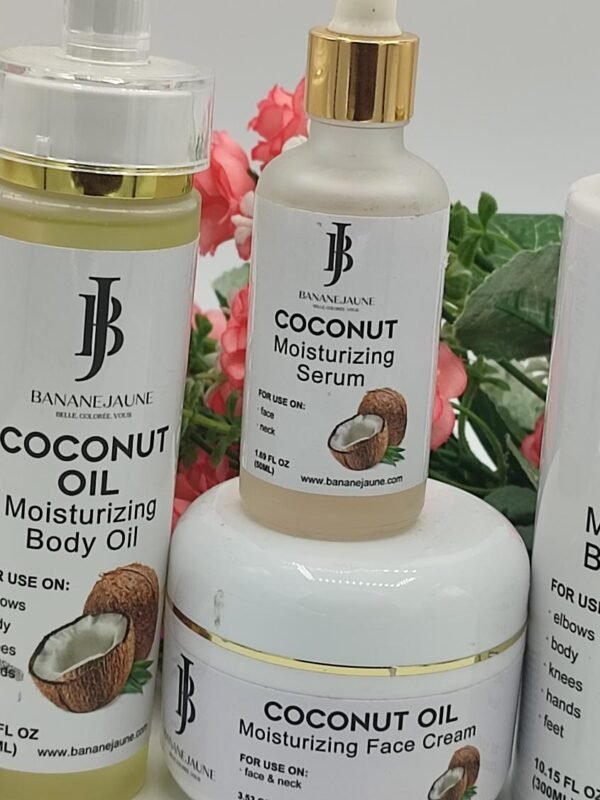 gamme corporelle, soins a base d'huile de coco hydratant intensif, unifiant, teint nette