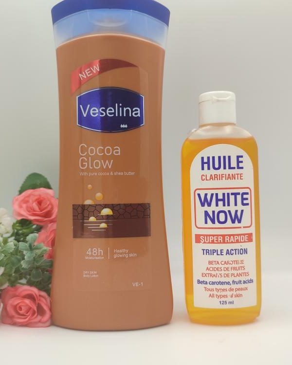 Vaseline Cocoa Radiant Hydratant 400ml + Huile White Now 100ml