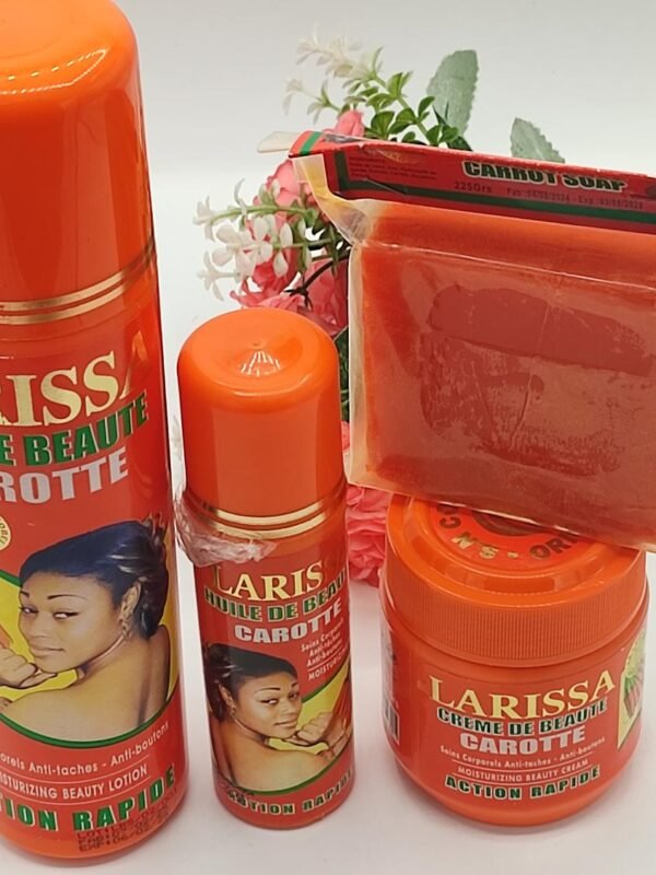 Gamme LARISSA Soins Corporels Carotte – Anti-Taches & Anti-Boutons