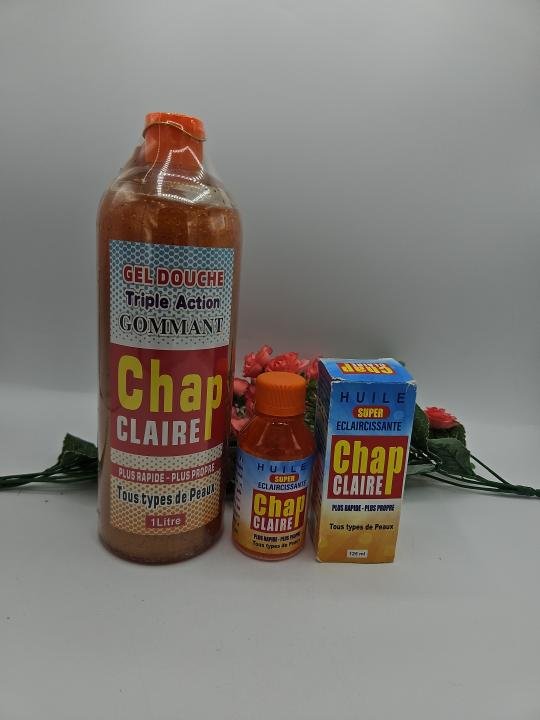 Gel Douche Triple Action Gommant Chap Claire 1L + Huile Perfectrice – Éclaircissement Rapide & Peau Plus Propre