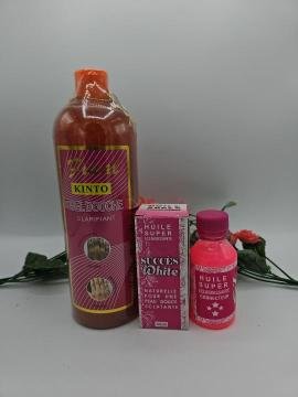 Gel douche clarifiant FINAL KINTO 1 litre et Huile super éclaircissant SUCCÈS WHITE correcteur, naturelle pour une peau douce éclatante