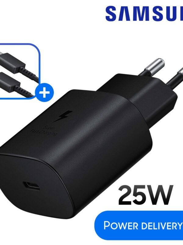 Chargeur Secteur Rapide 25W + Cable USB C pour SAMSUNG S22 5G-S22 ULTRA 5G-S21 FE 5G-S21-S21 PLUS-S20 etc, Noir
